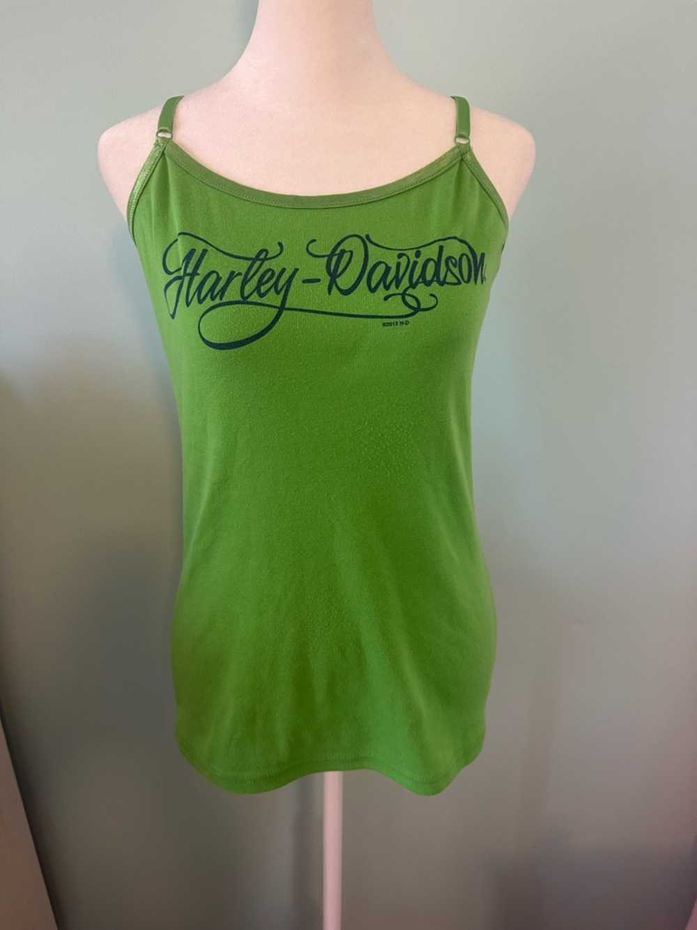 Harley-Davidson Green Script Tank Top with Navy Logo